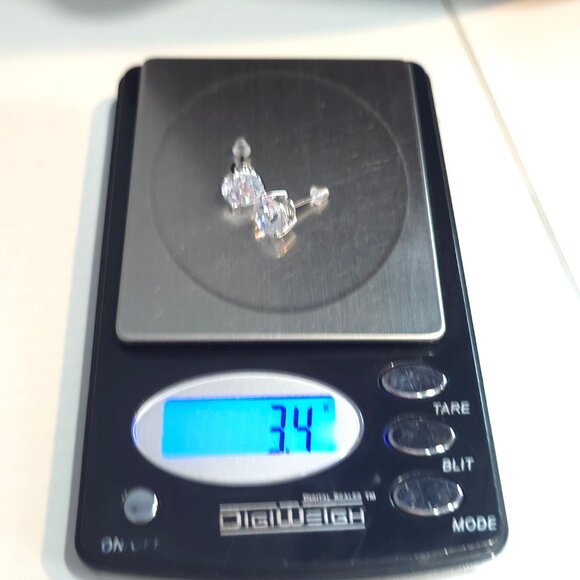 Sterling Silver Large Single Round Cubic Zirconia Stud Earrings A455 - Picture 6 of 6